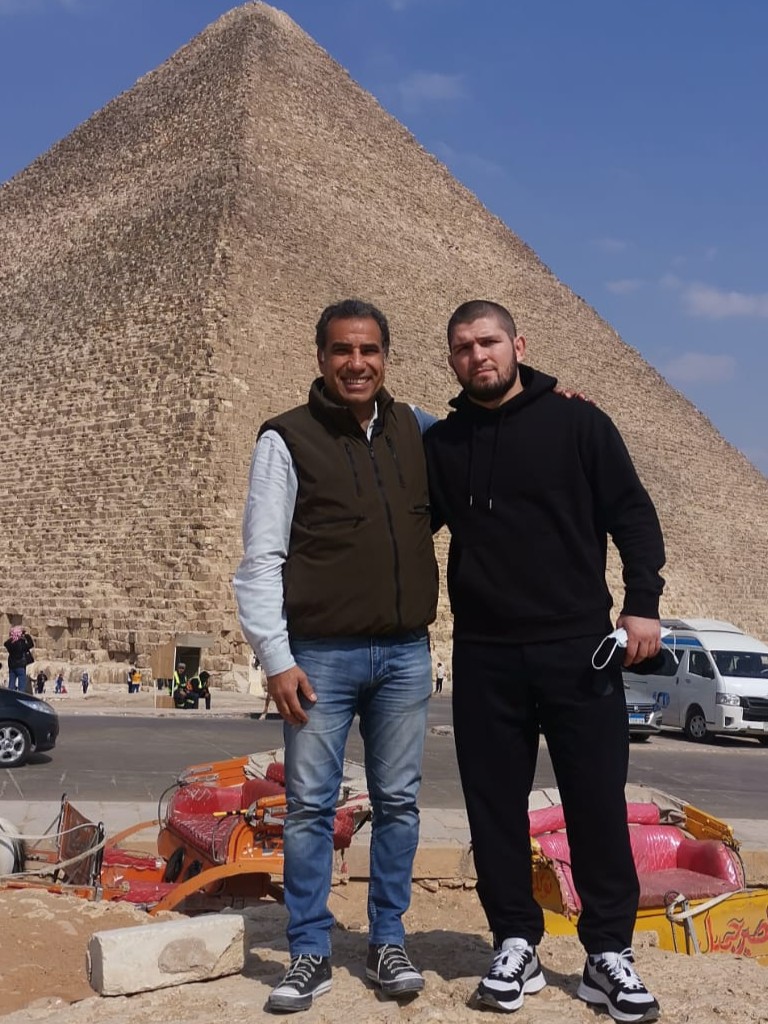 Raouf Helmy with Khabib Nurmagomedov at the Pyramids